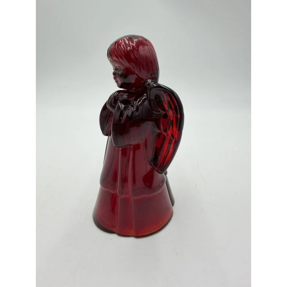 Fenton Art Glass USA Ruby Red Praying Angel Figurine 5.5” Rare Vintage